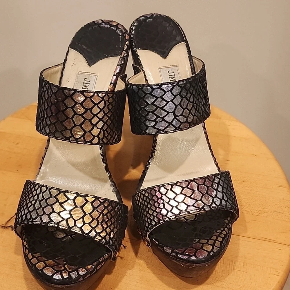 Authentic Jimmy Choo Irridescent Mule Chunky Heels with Chunky Platform - Picture 3 of 9